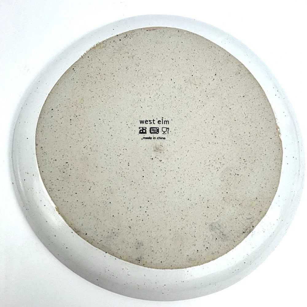 West Elm Botanical Salad Plates Set of 2 White Tan Stoneware Speckled 8